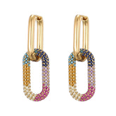 Oval Rectangle Hoop Dangle Earrings